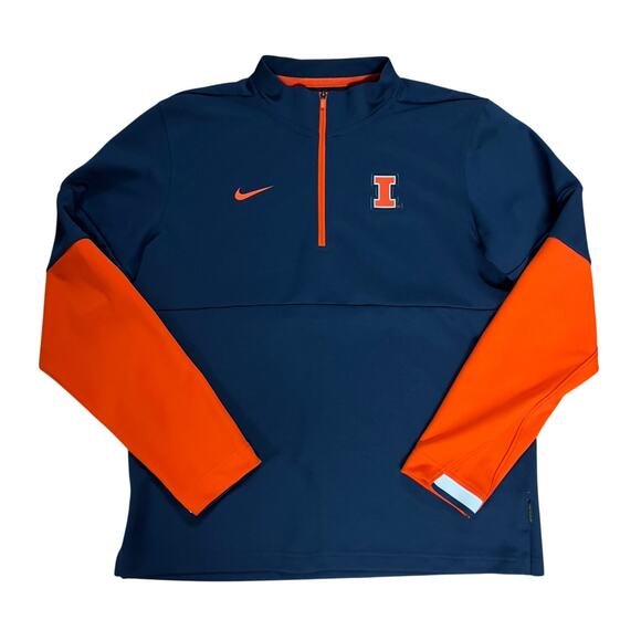 Nike Dri Fit Men's NCAA Illinois Fighting Illini Blue 1/4 Zip Pullover Medium - Picture 1 of 7